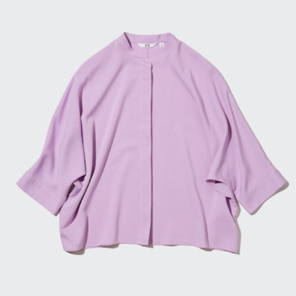 Uniqlo Rayon Dolman 3/4 Sleeve Blouse Lilac Purple Small